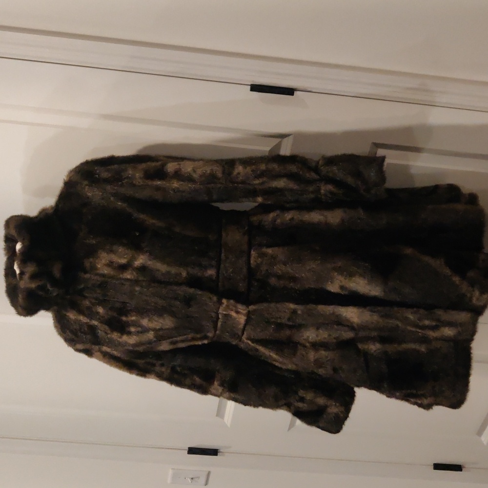 Laundry By Shelli Segal Dark Brown Faux Fur Imitation Mink Fur Outdoors Y2K Retr - Picture 2 of 12